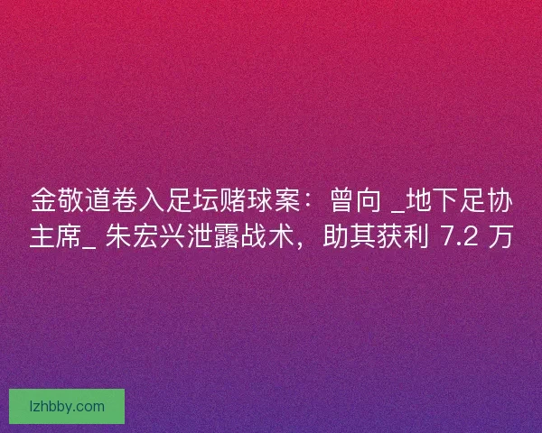 金敬道卷入足坛赌球案：曾向 _地下足协主席_ 朱宏兴泄露战术，助其获利 7.2 万