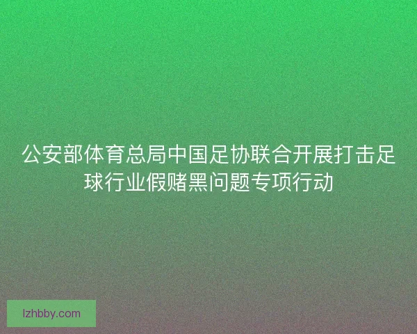 公安部体育总局中国足协联合开展打击足球行业假赌黑问题专项行动